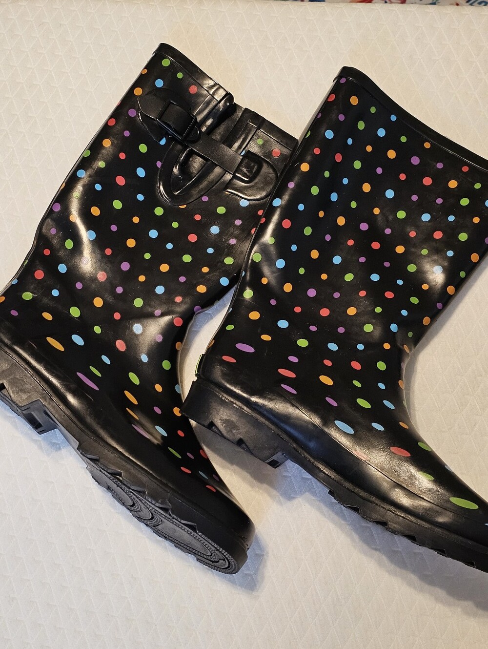 Western Chief Women's Ditsy Dots Rain Boots Colorful Polka Dot Waterproof Size 9
